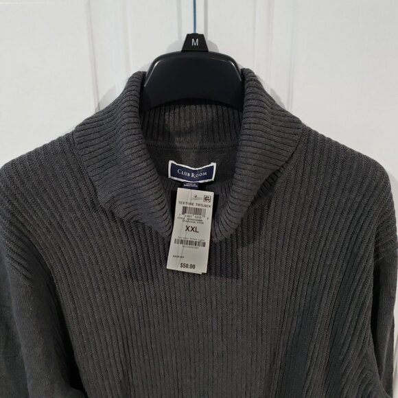 Club Room Mens Textured Cotton Turtleneck Sweater Charcoal Heather - Picture 5 of 9